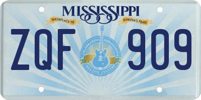MS license plate ZQF909