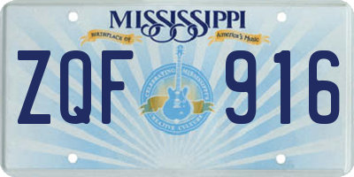 MS license plate ZQF916