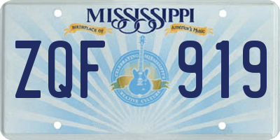MS license plate ZQF919