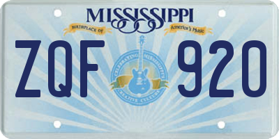 MS license plate ZQF920