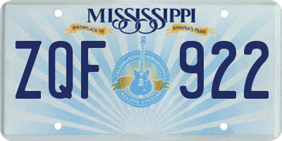 MS license plate ZQF922