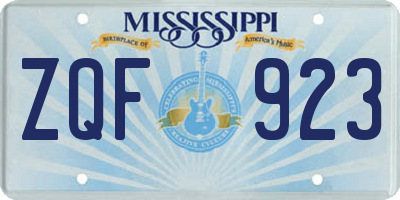 MS license plate ZQF923