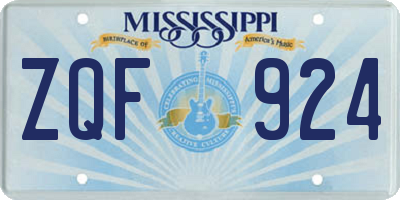 MS license plate ZQF924