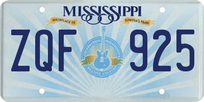 MS license plate ZQF925