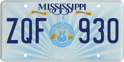 MS license plate ZQF930
