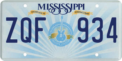 MS license plate ZQF934