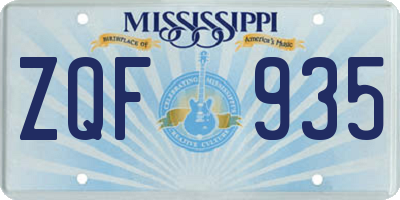 MS license plate ZQF935