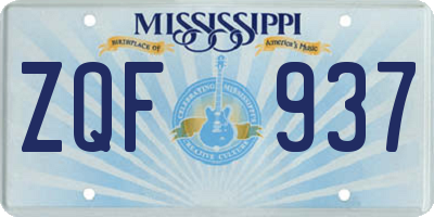 MS license plate ZQF937