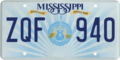 MS license plate ZQF940