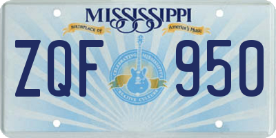 MS license plate ZQF950