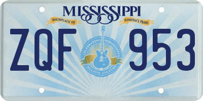MS license plate ZQF953
