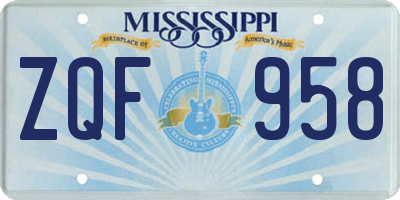 MS license plate ZQF958