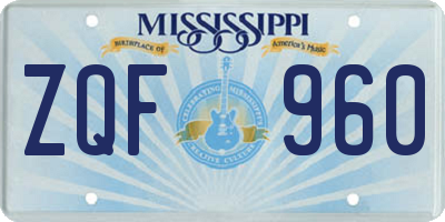 MS license plate ZQF960