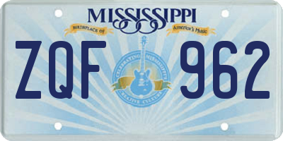 MS license plate ZQF962