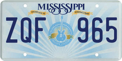 MS license plate ZQF965