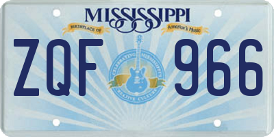 MS license plate ZQF966