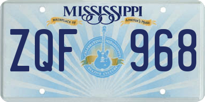 MS license plate ZQF968