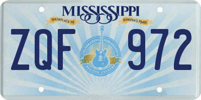 MS license plate ZQF972