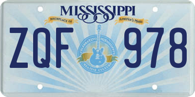 MS license plate ZQF978