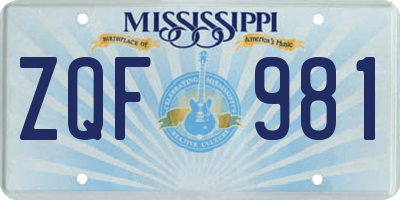 MS license plate ZQF981