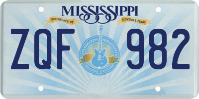 MS license plate ZQF982