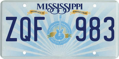MS license plate ZQF983