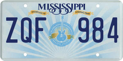MS license plate ZQF984