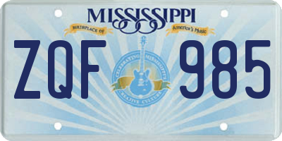 MS license plate ZQF985