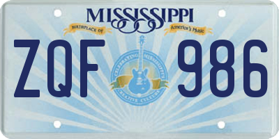MS license plate ZQF986
