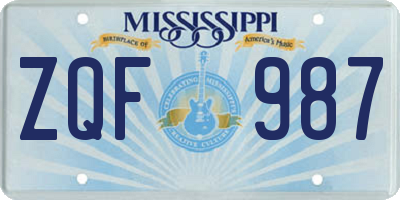 MS license plate ZQF987