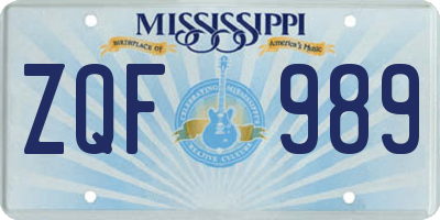 MS license plate ZQF989