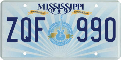 MS license plate ZQF990