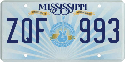 MS license plate ZQF993