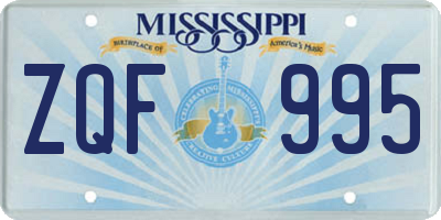 MS license plate ZQF995
