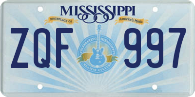 MS license plate ZQF997