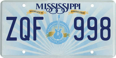 MS license plate ZQF998