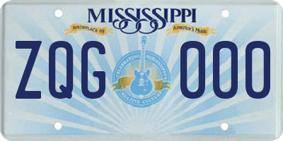 MS license plate ZQG000