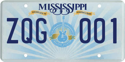 MS license plate ZQG001