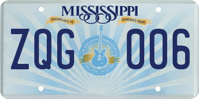 MS license plate ZQG006
