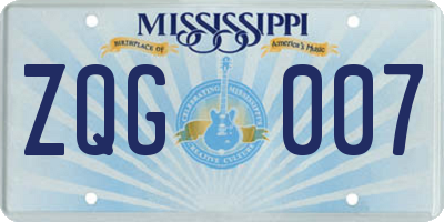 MS license plate ZQG007