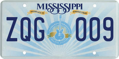 MS license plate ZQG009