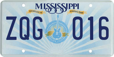 MS license plate ZQG016