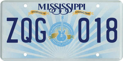 MS license plate ZQG018