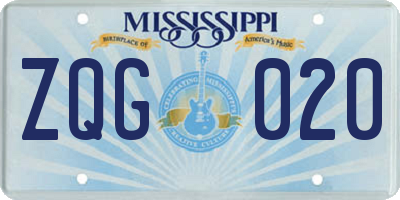 MS license plate ZQG020
