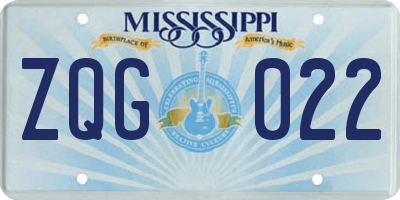 MS license plate ZQG022