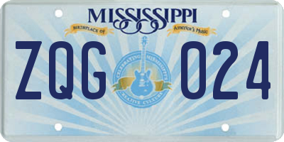 MS license plate ZQG024