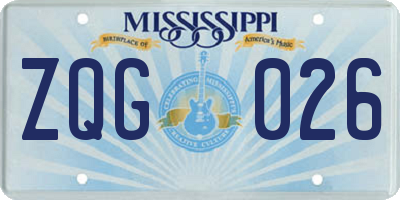 MS license plate ZQG026