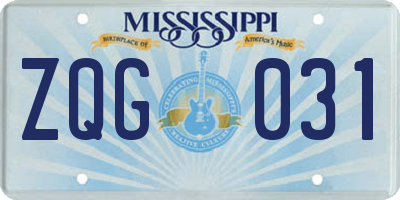 MS license plate ZQG031
