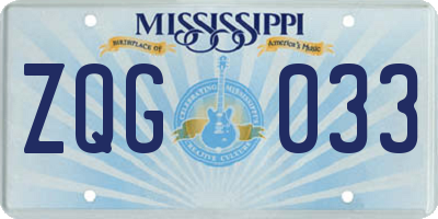 MS license plate ZQG033