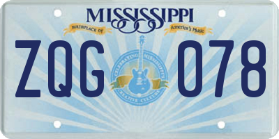 MS license plate ZQG078